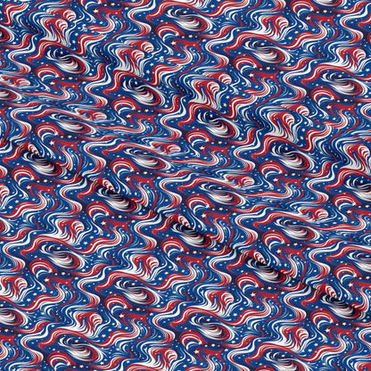USA Flag Swirls Pattern 2 Quilting Cotton Fabric