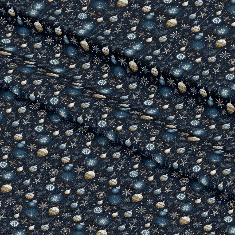 Navy and Cream Christmas Pattern 4 Quilting Cotton Fabric