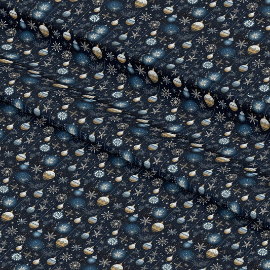 Navy and Cream Christmas Pattern 4 Quilting Cotton Fabric
