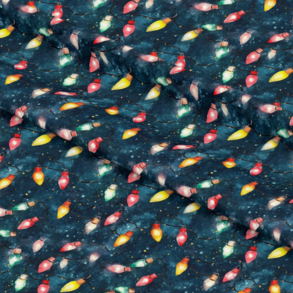 Watercolor Christmas Lights Pattern 10 Quilting Cotton Fabric