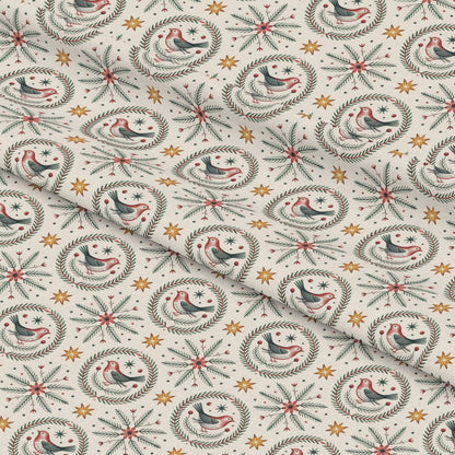 Scandinavian Folk Christmas Pattern 13 Quilting Cotton Fabric