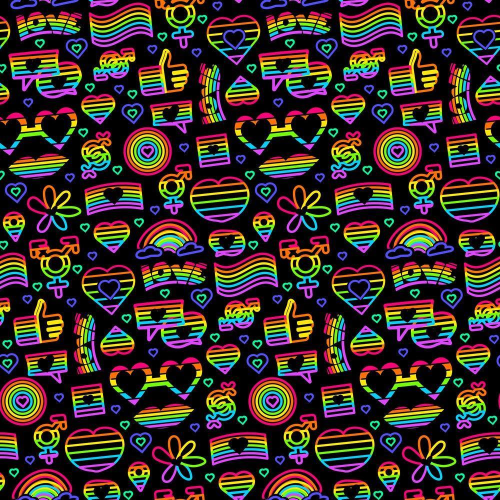 Pride Neon Outline Quilting Cotton Fabric