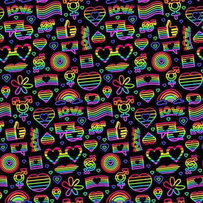 Pride Neon Outline Quilting Cotton Fabric
