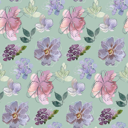 Watercolor Floral Art Pattern 4 Quilting Cotton Fabric