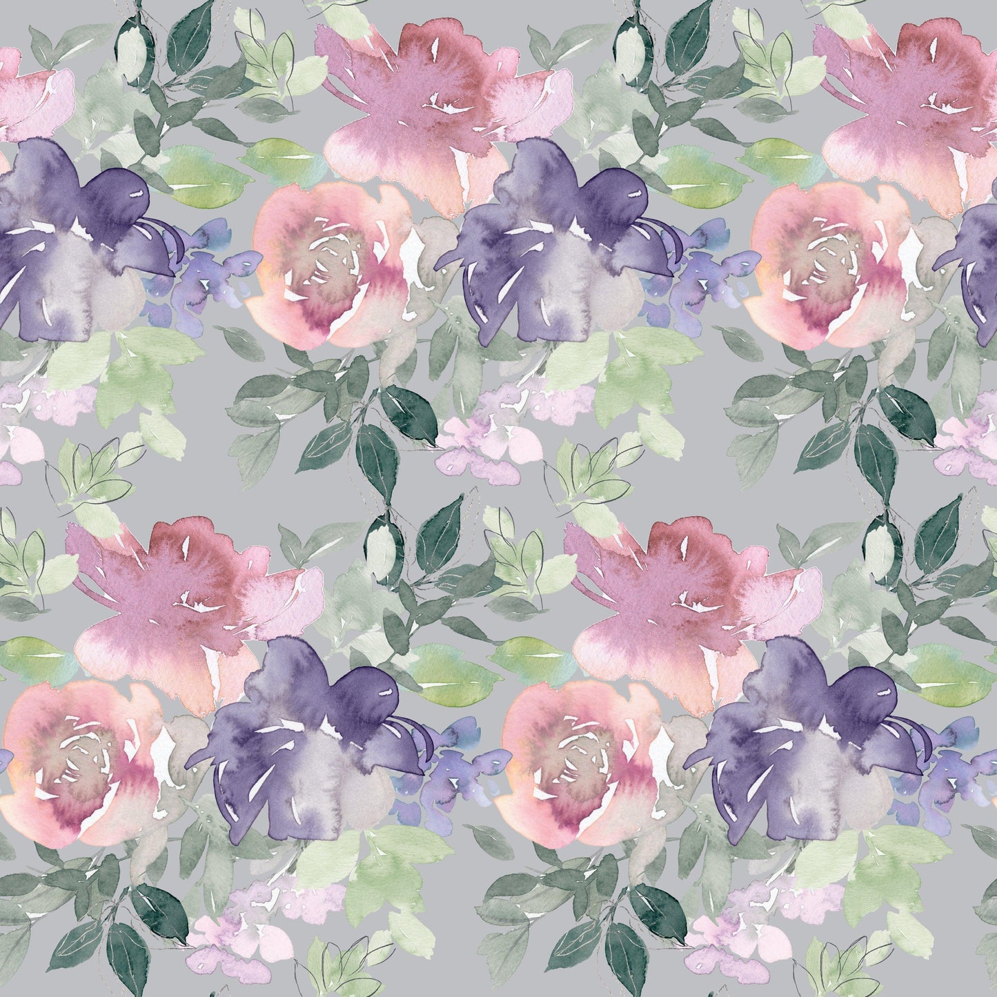 Watercolor Floral Art Pattern 1 Quilting Cotton Fabric