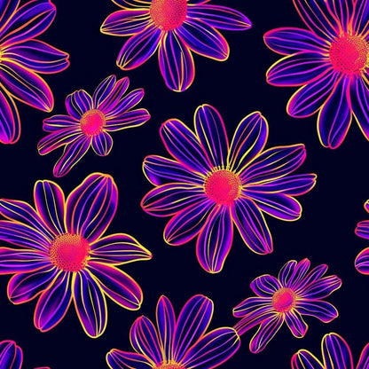 Neon Daisy Pattern 13 Quilting Cotton Fabric