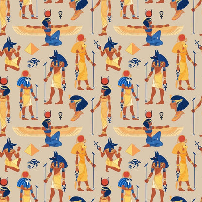 Egyptian Hieroglyphs Pattern 14 Quilting Cotton Fabric