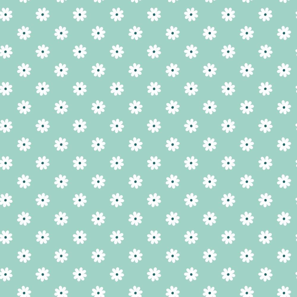 Daisies on Mint Quilting Cotton Fabric