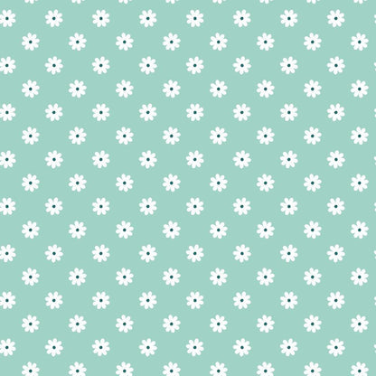 Daisies on Mint Quilting Cotton Fabric