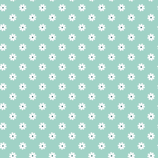 Daisies on Mint Quilting Cotton Fabric