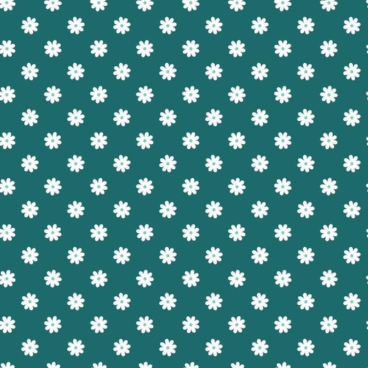 Daisies on Teal Quilting Cotton Fabric
