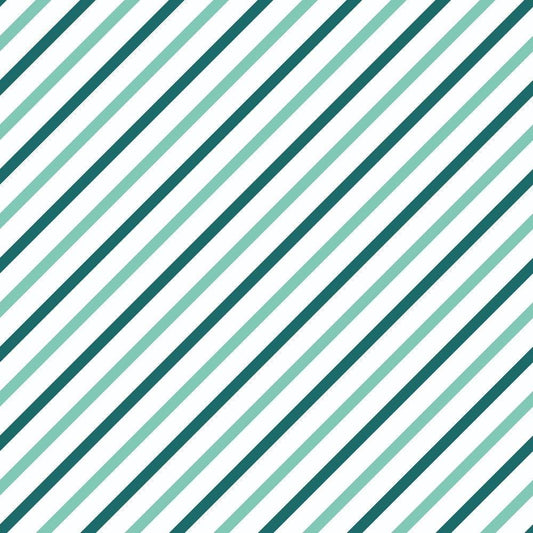 Diagonal Stripes Mint and Teal Quilting Cotton Fabric