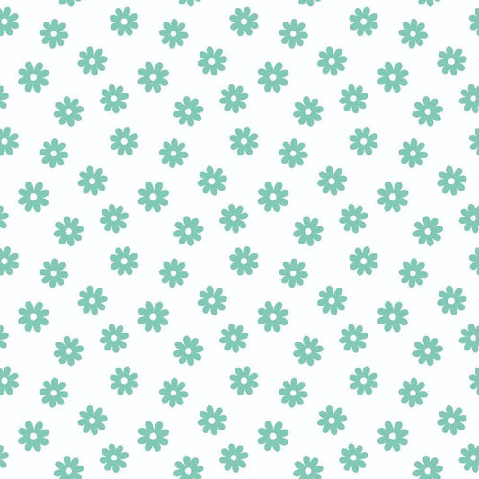 Mint Daisies Quilting Cotton Fabric