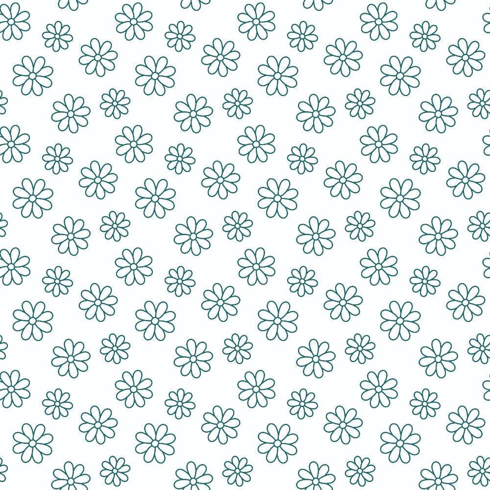 Teal Daisies Outline Quilting Cotton Fabric