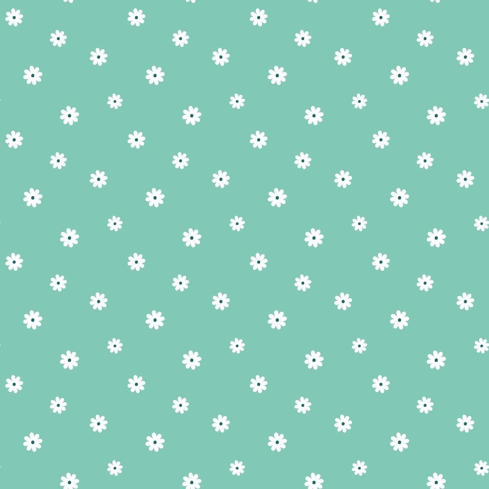 Tiny Daisies on Mint Quilting Cotton Fabric