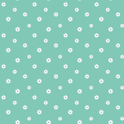 Tiny Daisies on Mint Quilting Cotton Fabric