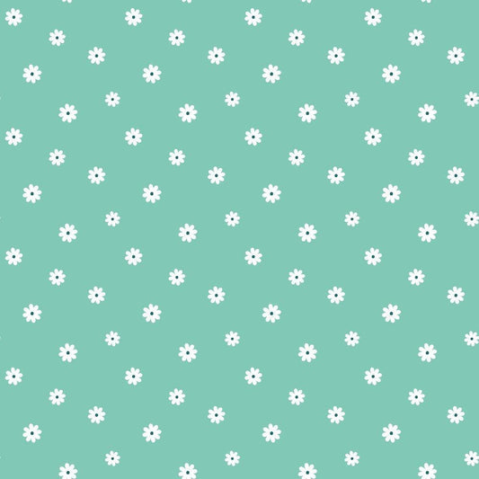 Tiny Daisies on Mint Quilting Cotton Fabric