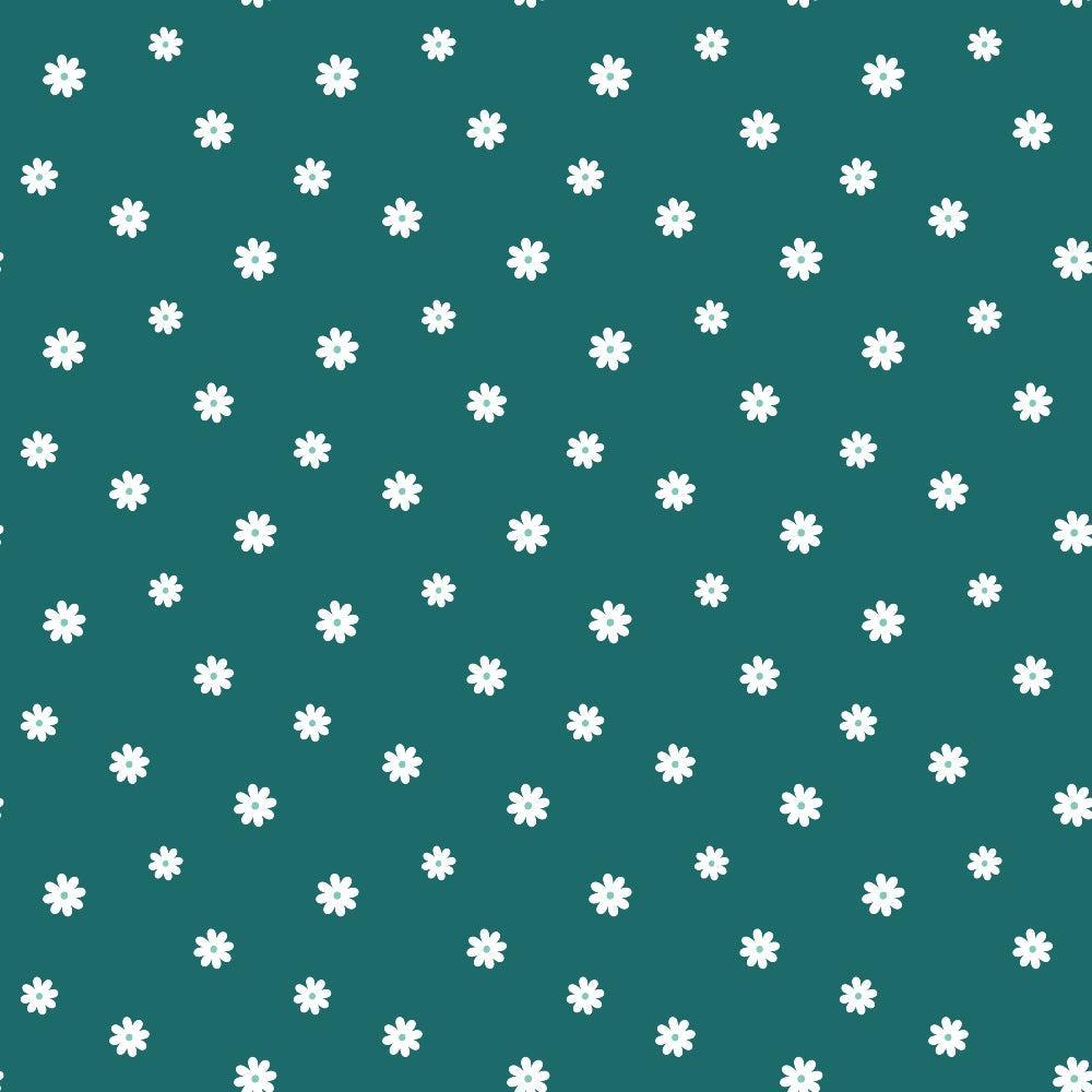 Tiny Daisies on Teal Quilting Cotton Fabric