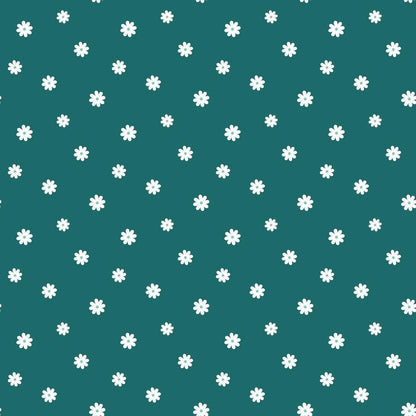 Tiny Daisies on Teal Quilting Cotton Fabric