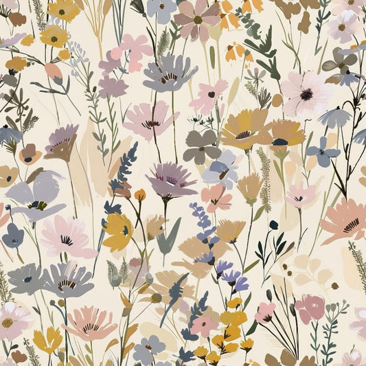 Abstract Meadow Flowers Pattern 4 Quilting Cotton Fabric