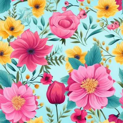 Bright Summer Blooming Flowers 11 Quilting Cotton Fabric