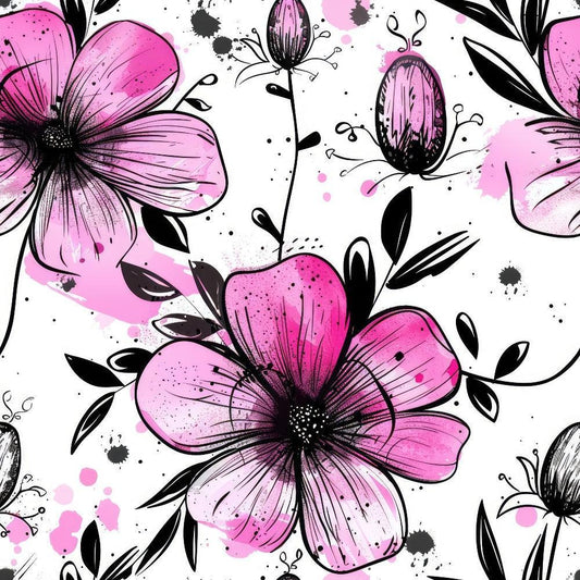 Inky Petals Pattern 7 Quilting Cotton Fabric