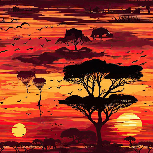 African Safari Sunset Pattern 3 Quilting Cotton Fabric
