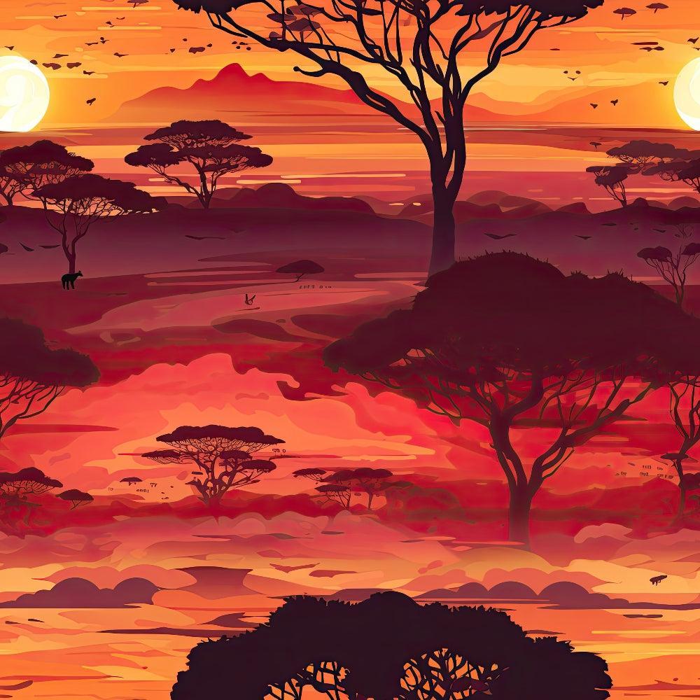 African Safari Sunset Pattern 10 Quilting Cotton Fabric