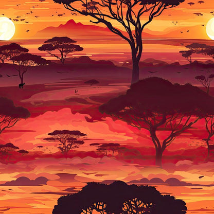 African Safari Sunset Pattern 10 Quilting Cotton Fabric