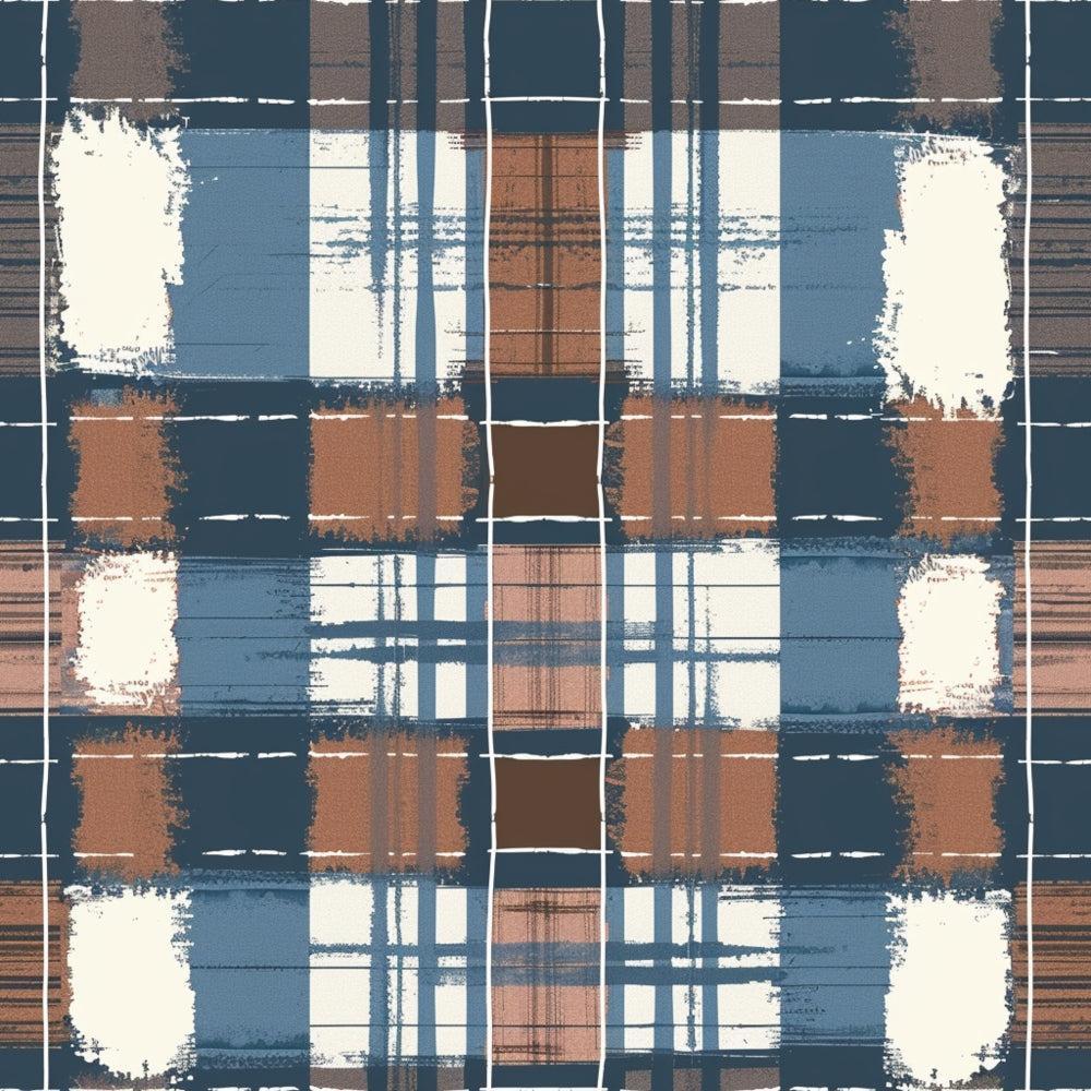 Blue and Brown Gingham Pattern 5 Quilting Cotton Fabric