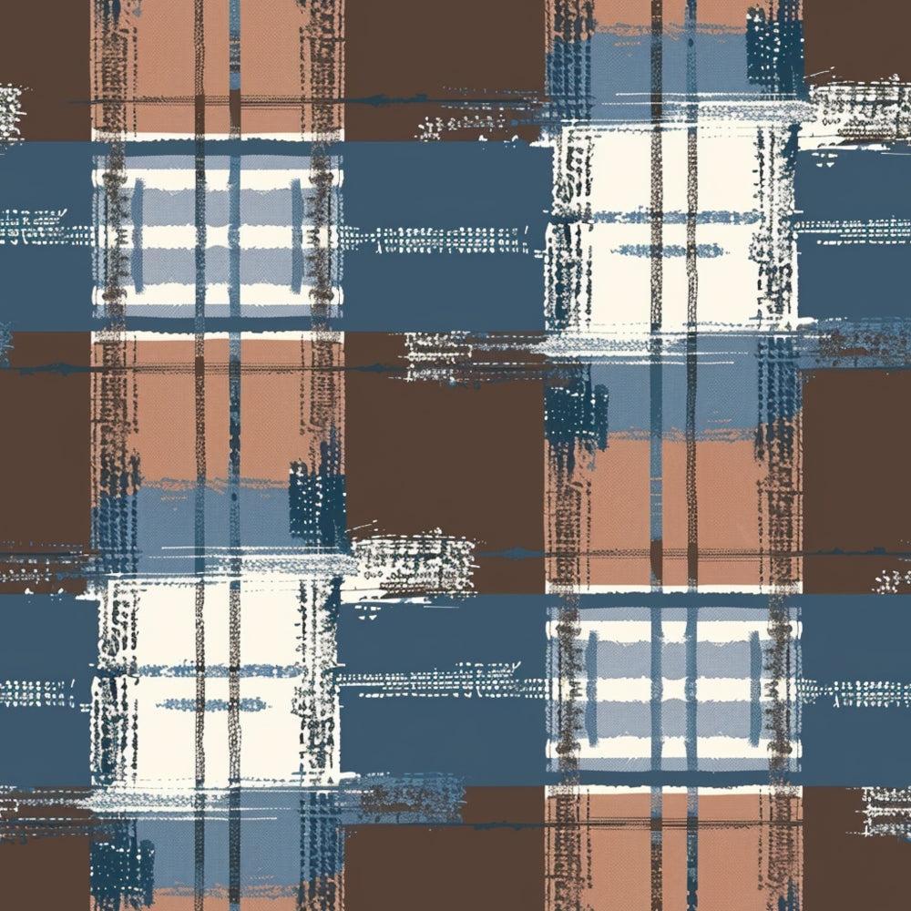 Blue and Brown Gingham Pattern 7 Quilting Cotton Fabric