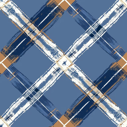 Blue and Brown Gingham Pattern 10 Quilting Cotton Fabric