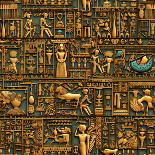 2D Ancient Egypt Pattern 48 Quilting Cotton Fabric