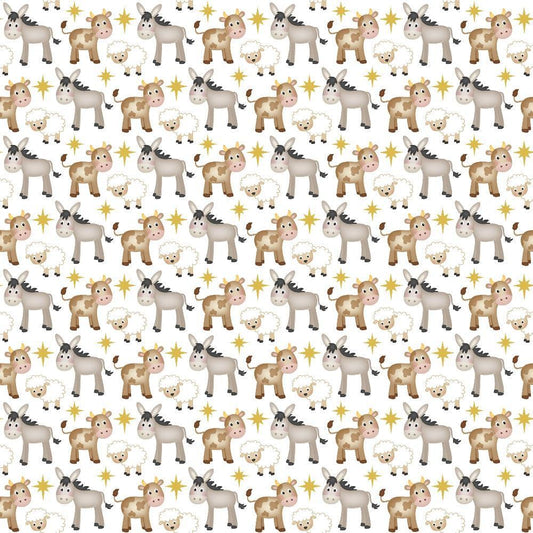 Cartoon Christmas Nativity Pattern 2 Quilting Cotton Fabric