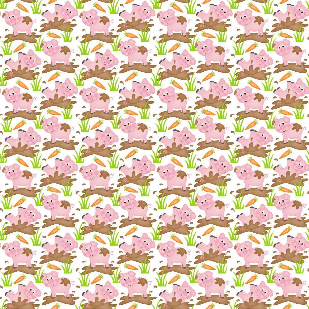 Cartoon Farm Animals Pattern 1 Quilting Cotton Fabric