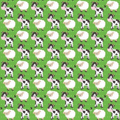 Cartoon Farm Animals Pattern 6 Quilting Cotton Fabric