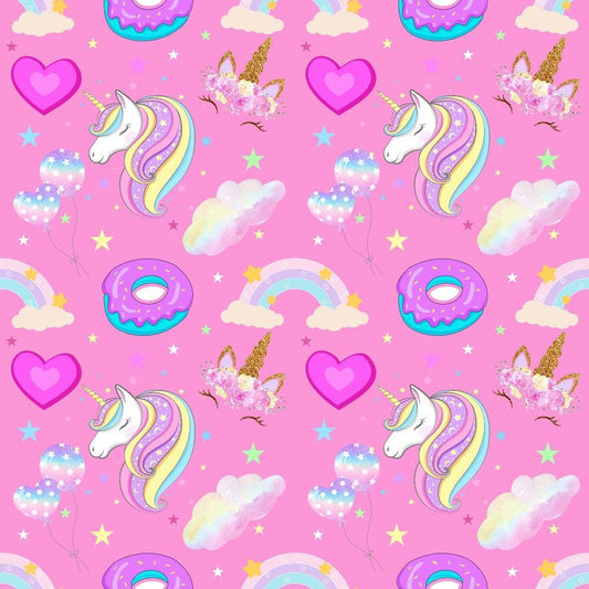 Cartoon Unicorns Pattern 2 Quilting Cotton Fabric