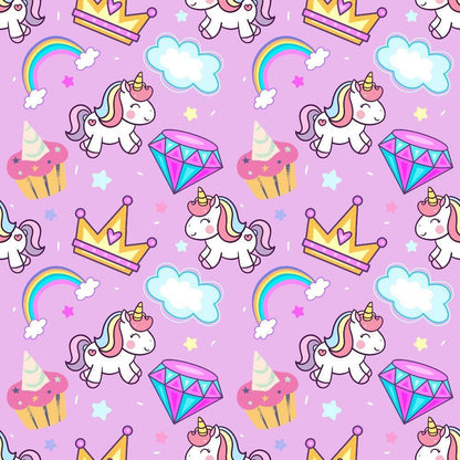 Cartoon Unicorns Pattern 3 Quilting Cotton Fabric