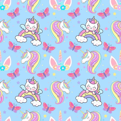 Cartoon Unicorns Pattern 4 Quilting Cotton Fabric