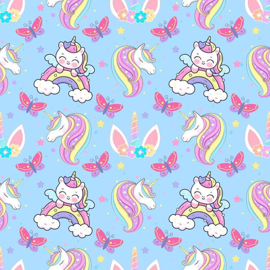 Cartoon Unicorns Pattern 4 Quilting Cotton Fabric