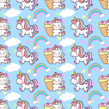Cartoon Unicorns Pattern 5 Quilting Cotton Fabric