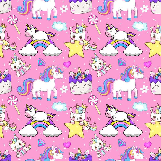 Cartoon Unicorns Pattern 12 Quilting Cotton Fabric