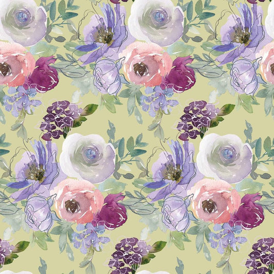 Watercolor Floral Art Pattern 3 Quilting Cotton Fabric