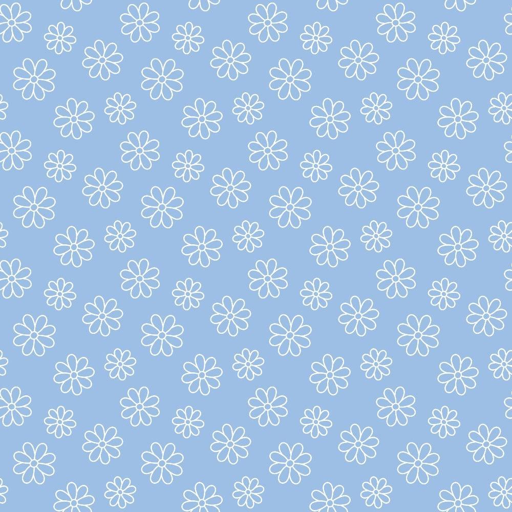 Periwinkle Dreams White Daisies Outline Quilting Cotton Fabric