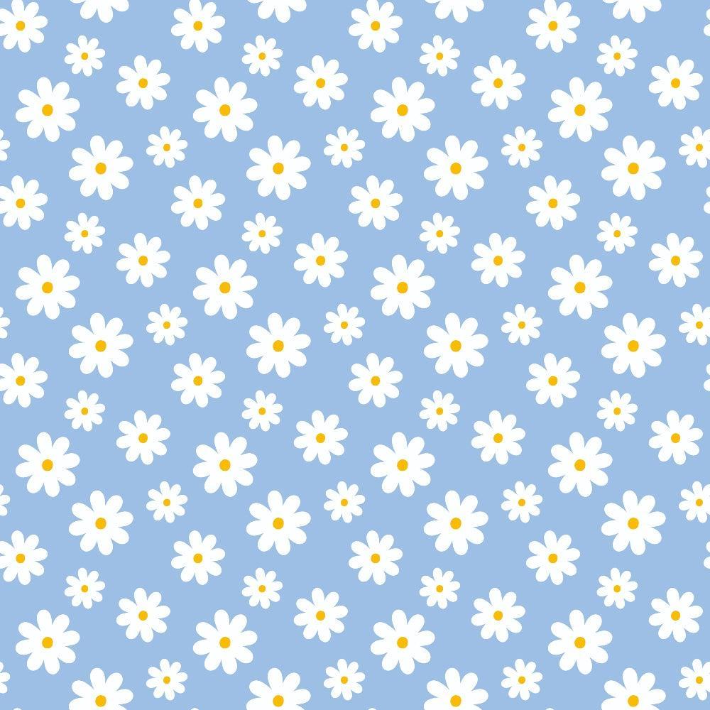 Periwinkle Dreams White Daisies on Periwinkle Quilting Cotton Fabric