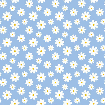 Periwinkle Dreams White Daisies on Periwinkle Quilting Cotton Fabric