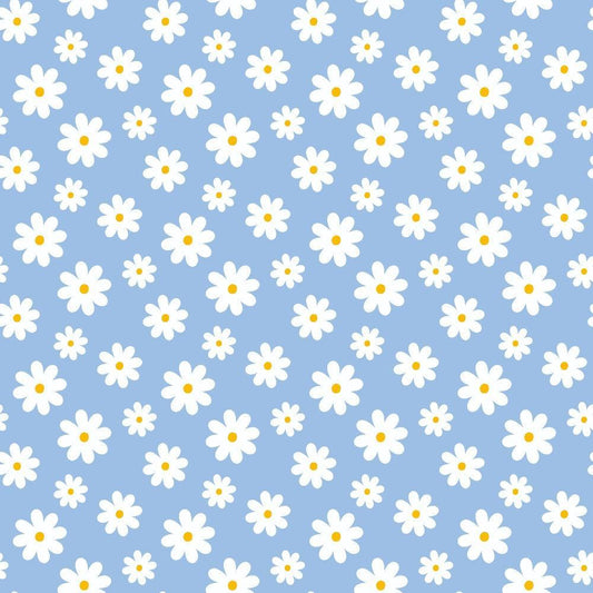 Periwinkle Dreams White Daisies on Periwinkle Quilting Cotton Fabric