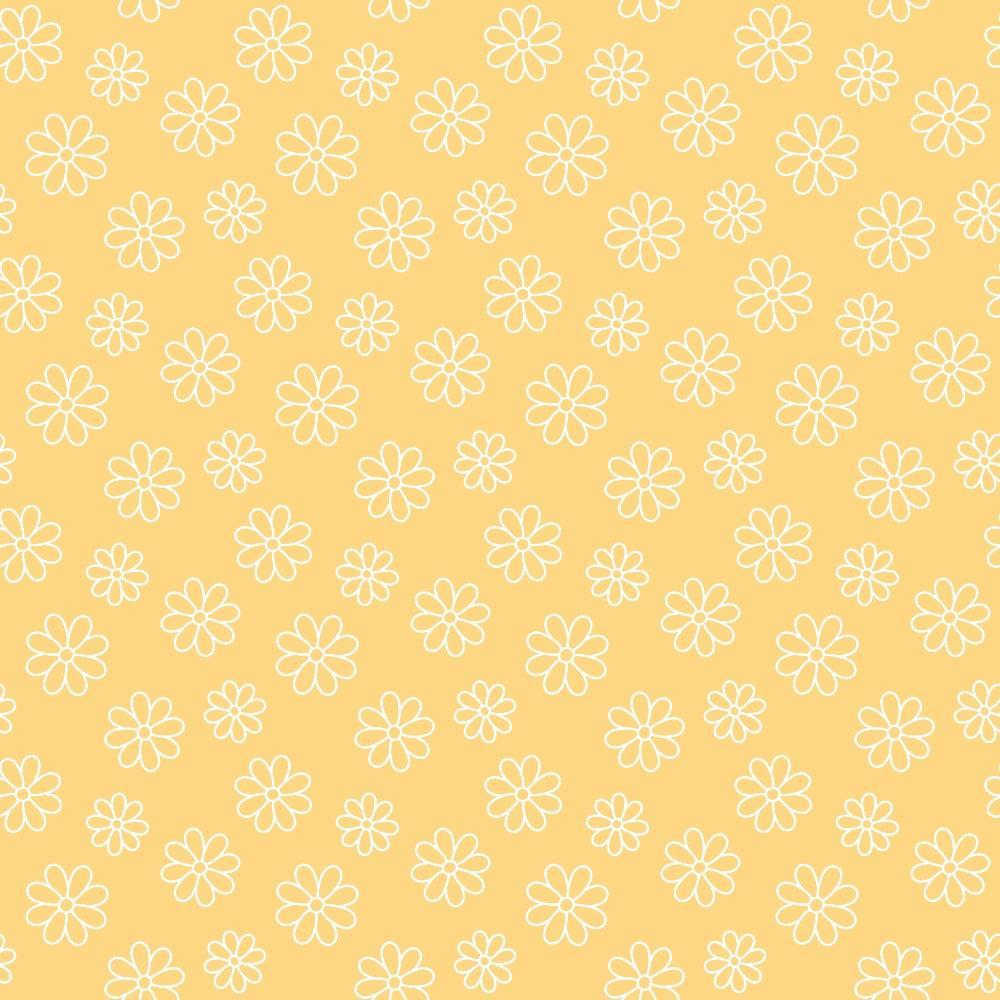 Periwinkle Dreams Daisies Outline on Yellow Quilting Cotton Fabric