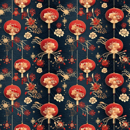 Chinese Lunar Lantern Lights Pattern 2 Quilting Cotton Fabric