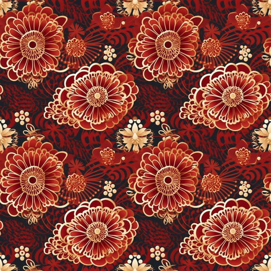 Chinese Lunar Lantern Lights Pattern 4 Quilting Cotton Fabric